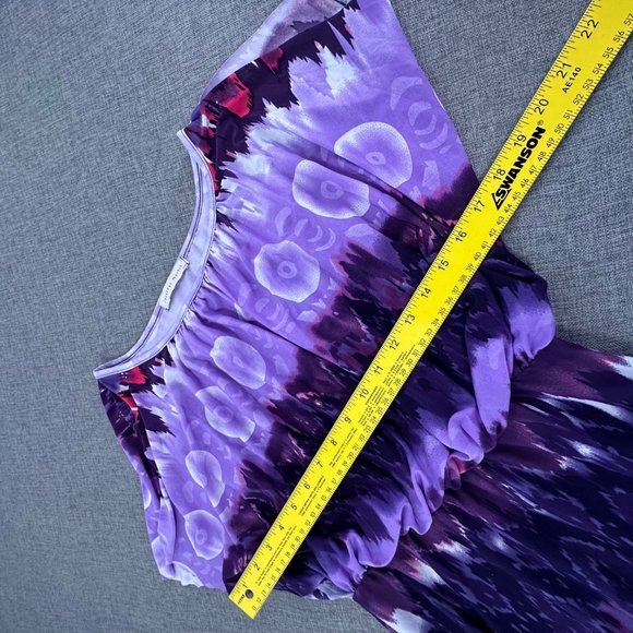 Jonathan Martin Dress Tie Dye Purple Elastic waist split cut Sleeves Stretch Sma - Picture 8 of 13